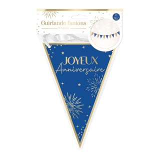 Ghirlanda di gagliardetti blu per feste, 3m