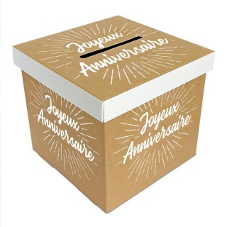 Urne en carton kraft "Joyeux anniversaire"