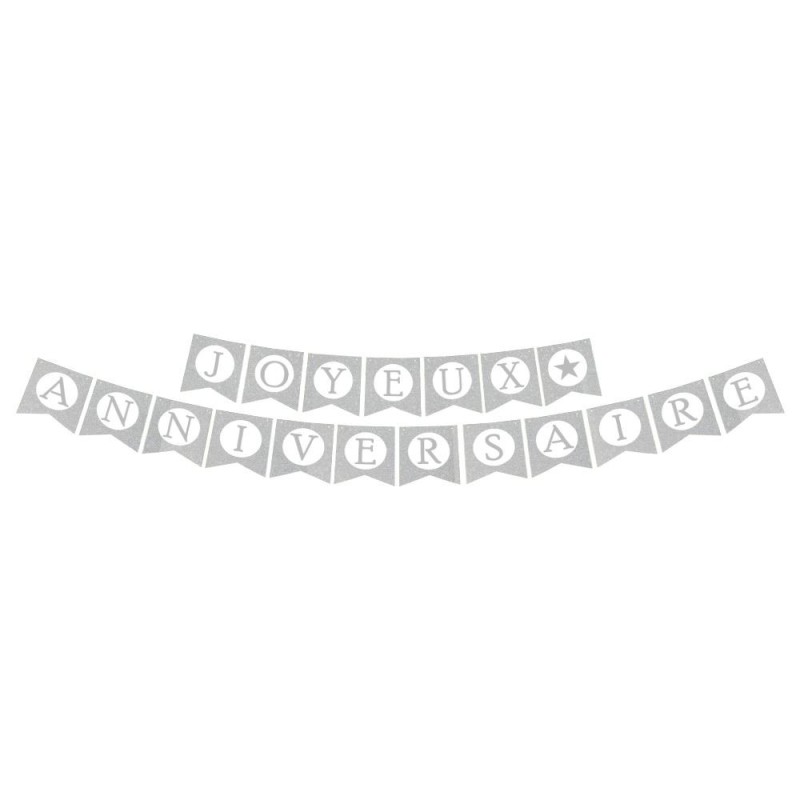 Bandierine "Buon compleanno" argento, 5 m Bandierine "Buon compleanno" argento, 5 m