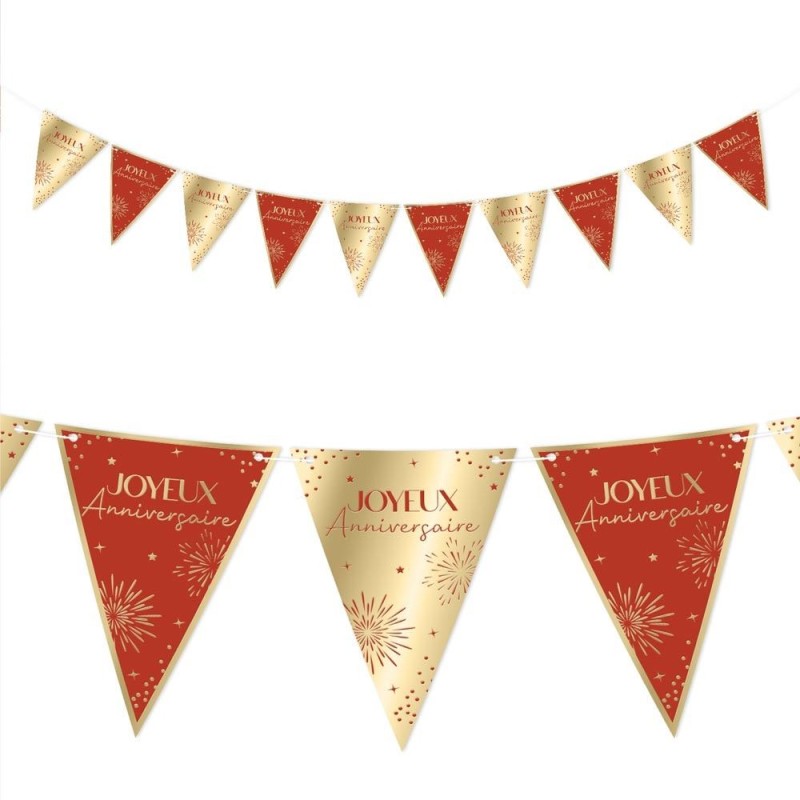 Guirlande fanions "Joyeux anniversaire", 3m Guirlande fanions "Joyeux anniversaire", 3m