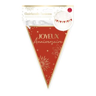Guirlande fanions "Joyeux anniversaire", 3m