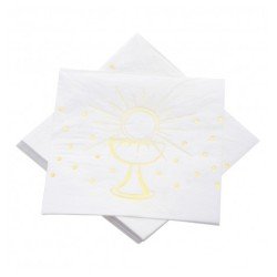 20 SERVIETTES 3 PLIS COMMUNION OR METAL 33CM X 33CM