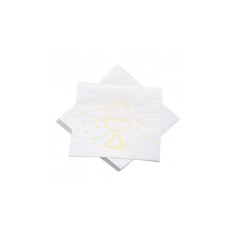 20 3-lagige Kommunionservietten Metall Gold 33cm x 33cm