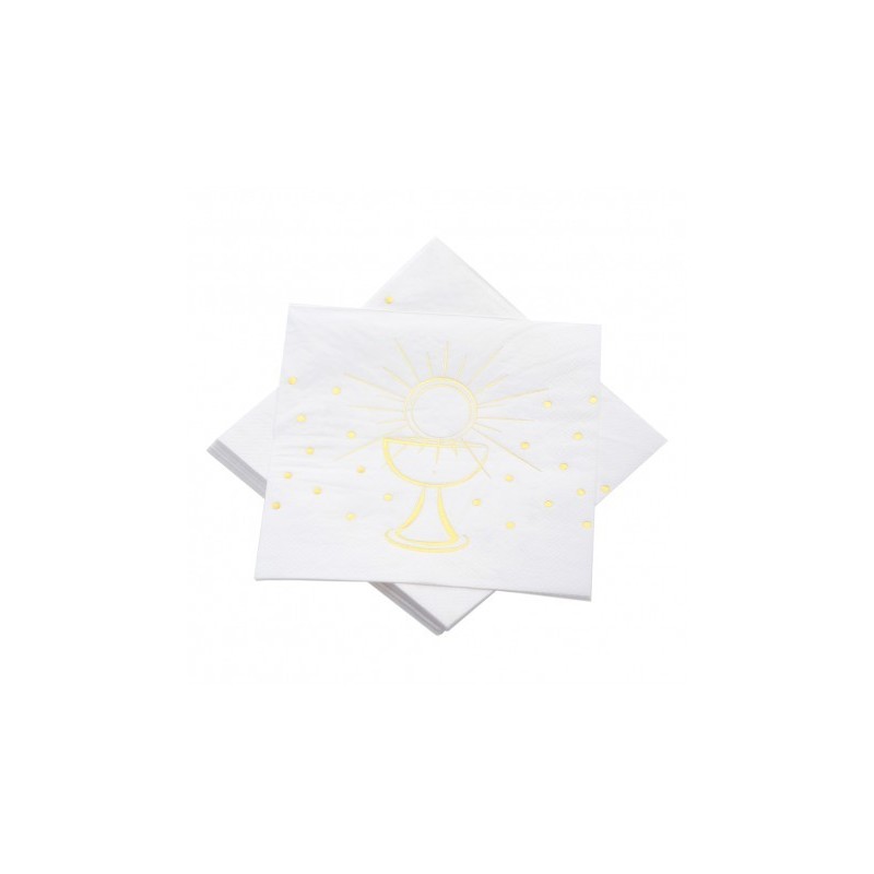 20 SERVIETTES 3 PLIS COMMUNION OR METAL 33CM X 33CM