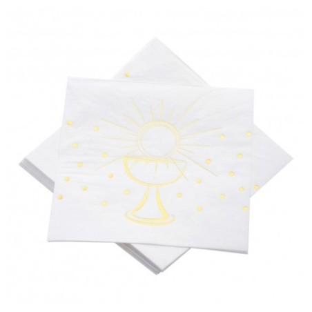 20 SERVIETTES 3 PLIS COMMUNION OR METAL 33CM X 33CM
