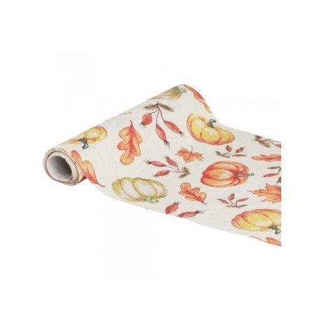 1 CHEMIN DE TABLE TISSU VINTAGE AUTOMNE 28CM X 3M