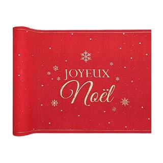 Chemin de table Flocon d'or rouge, 28cmx2.5m