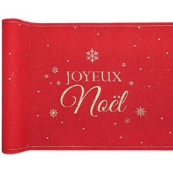 Chemin de table Flocon d'or rouge, 28cmx2.5m