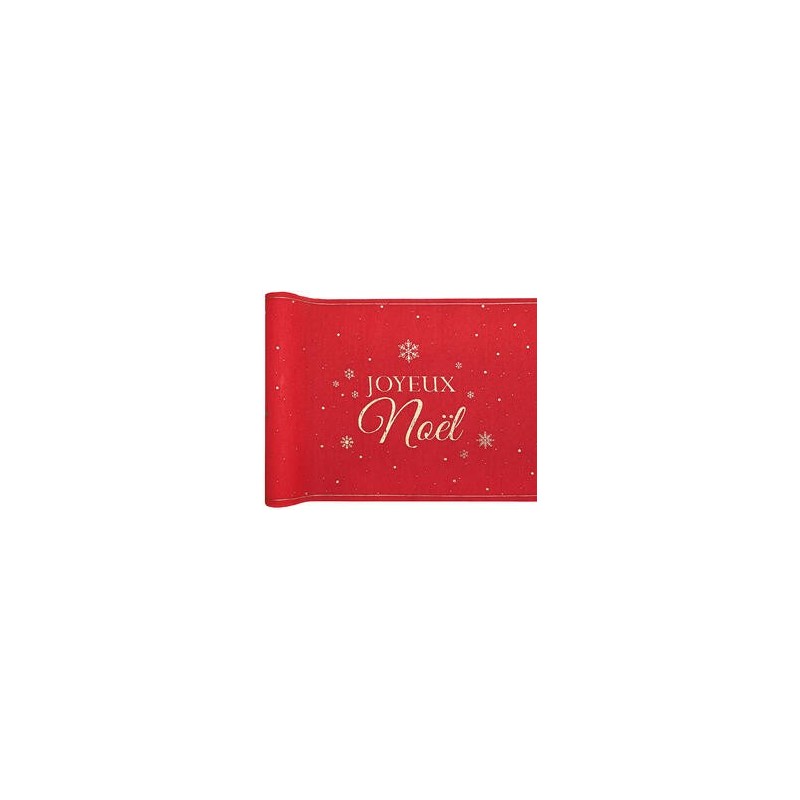 Chemin de table Flocon d'or rouge, 28cmx2.5m Chemin de table Flocon d'or rouge, 28cmx2.5m