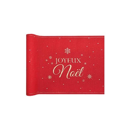 Chemin de table Flocon d'or rouge, 28cmx2.5m