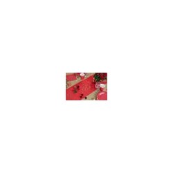 Chemin de table Flocon d'or rouge, 28cmx2.5m