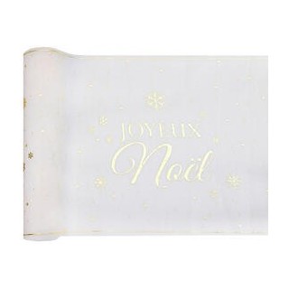 Chemin de table Flocon d'or ivoire, 28cmx2.5m
