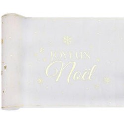 Chemin de table Flocon d'or ivoire, 28cmx2.5m