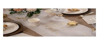 Chemin de table Flocon d'or ivoire, 28cmx2.5m