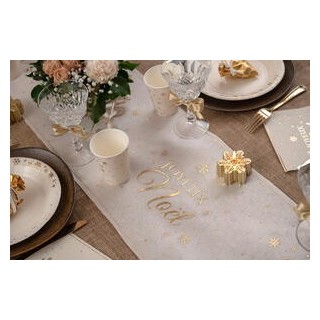 Chemin de table Flocon d'or ivoire, 28cmx2.5m