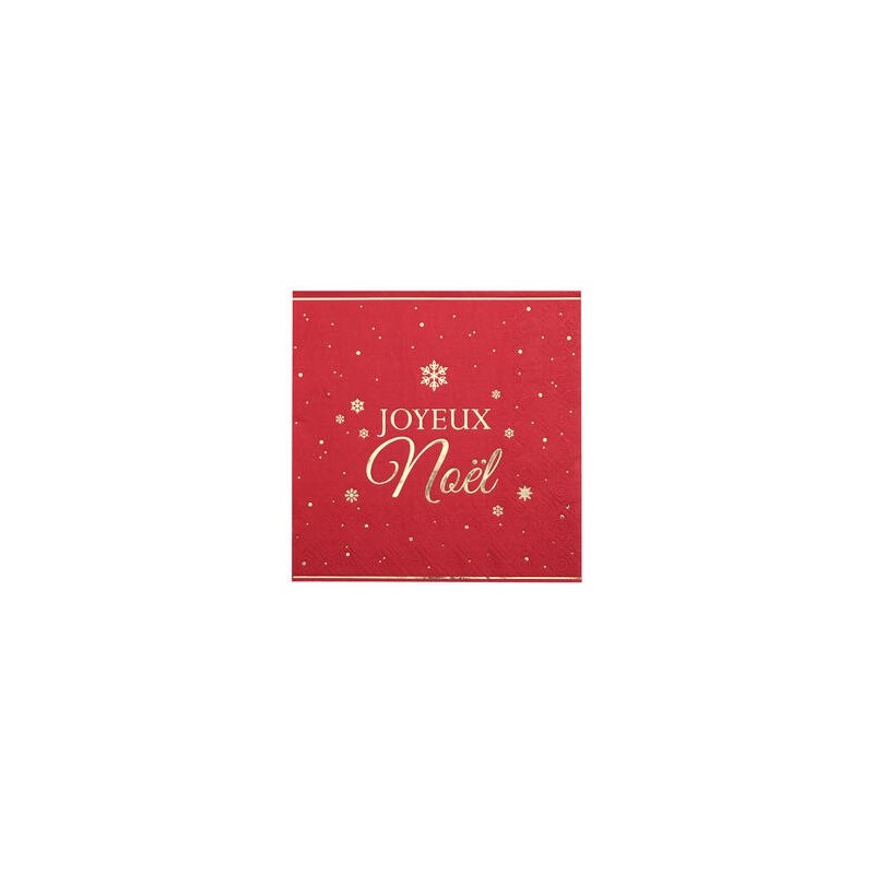 10 Serviettes Flocon d'or rouge, 33x33cm 3plis