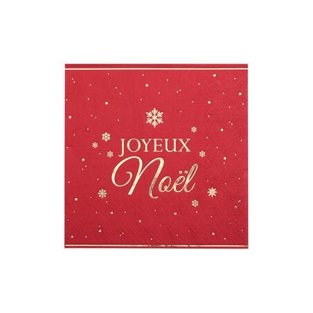 10 Serviettes Flocon d'or rouge, 33x33cm 3plis