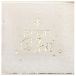 10 Serviettes Flocon d'or ivoire, 33x33cm 3plis