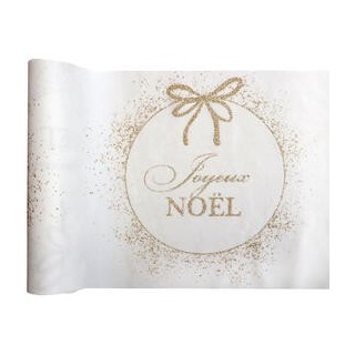 Runner da tavolo con decorazioni scintillanti color avorio, 28 cm x 2,5 m