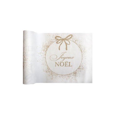 Runner da tavolo con decorazioni scintillanti color avorio, 28 cm x 2,5 m