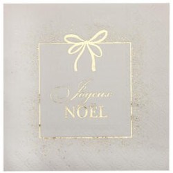 10 Serviettes Ornement Etincelant, 33x33cm Ivoire