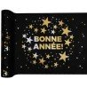 Chemin de table Bonne Année, 28cmx5m Noir/Or