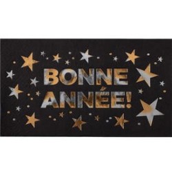 10 Servietten Bonne Année, 40cmx33cm Noir/or