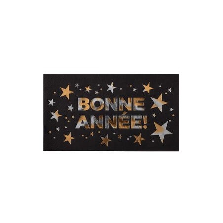 10 tovaglioli Bonne Année, 40cmx33cm Noir/or