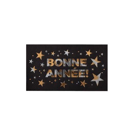 10 Servietten Bonne Année, 40cmx33cm Noir/or