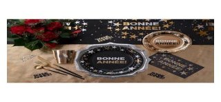 10 Servietten Bonne Année, 40cmx33cm Noir/or