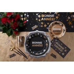 10 tovaglioli Bonne Année, 40cmx33cm Noir/or