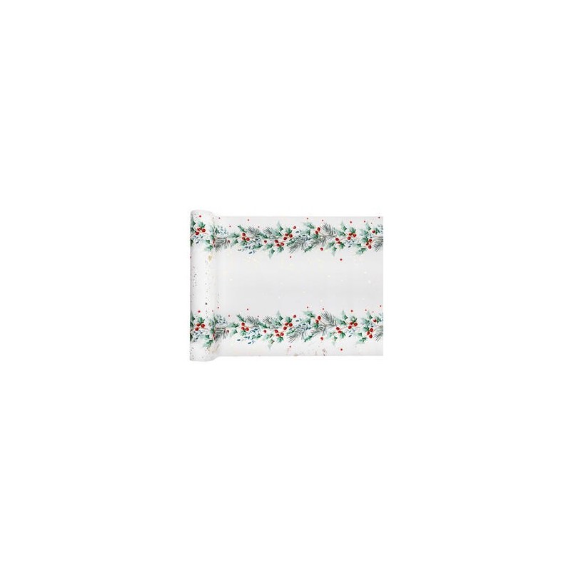 Runner da tavolo con agrifoglio stellato, 28 cm x 3 m Runner da tavolo con agrifoglio stellato, 28 cm x 3 m