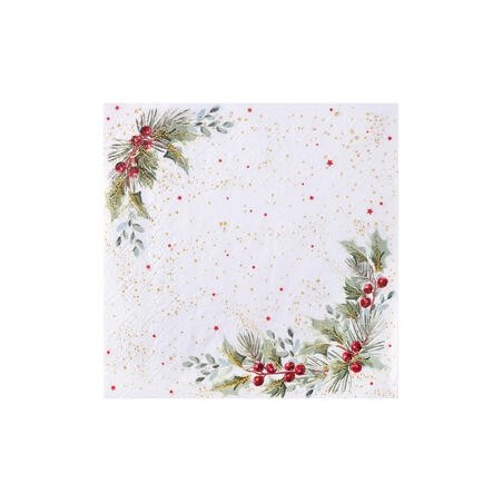 10 Serviettes Houx étoilé, 33x33cm