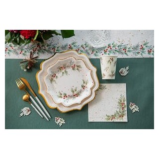 10 Sternen-Stechpalmen-Servietten, 33x33cm