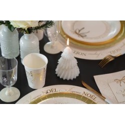 Candela elegante in abete bianco/oro