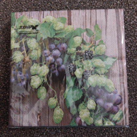 20 serviettes, 33x33, raisins