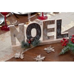 Lettere di Natale in corteccia naturale 29,5x5x17cm