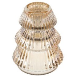 Piccolo portacandele a forma di albero dorato