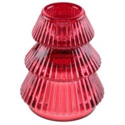 Petit bougeoir sapin rouge