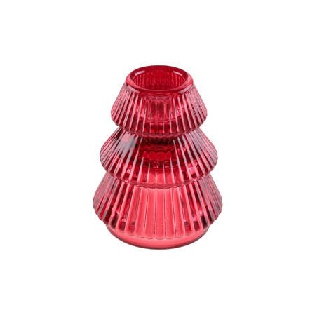 Petit bougeoir sapin rouge