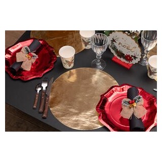 6 Tischsets in glänzendem Gold, Durchmesser 34 cm