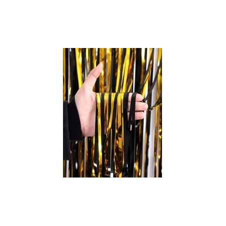 Metallic-Fransenvorhang, zweifarbig Schwarz/Gold