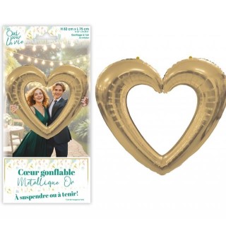Coeur Gonflable métallique Mariage Or