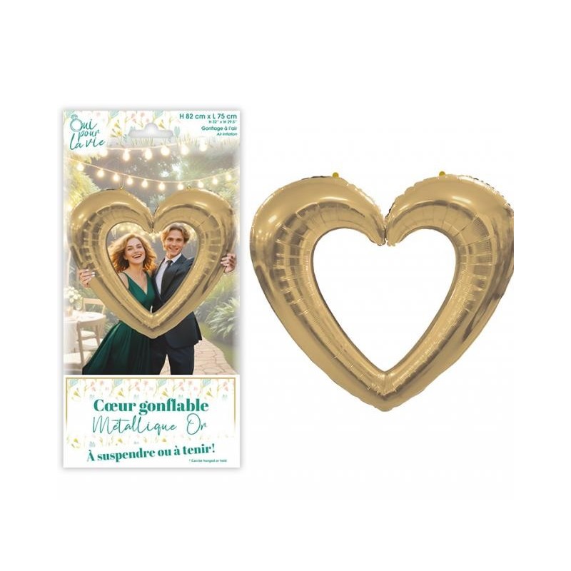 Coeur Gonflable métallique Mariage Or Coeur Gonflable métallique Mariage Or