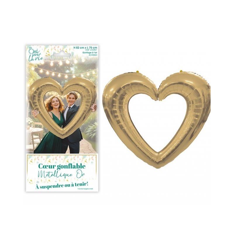 Cuore gonfiabile metallico oro per matrimonio