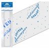Chemin de table " Joyeux anniversaire" 28 cm x 5 mètres, organsa bleu