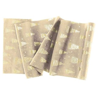 Chemin de table sapin or 28 x 300 cm ivoire