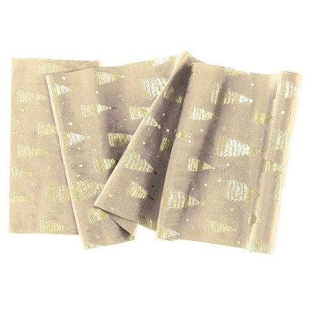 Chemin de table sapin or 28 x 300 cm ivoire