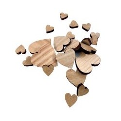 Sachet de 24 coeurs en bois (3 tailles)