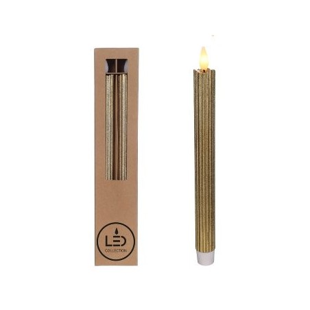 Set di 2 candele LED alla paraffina color oro 2,1 x 25 cm